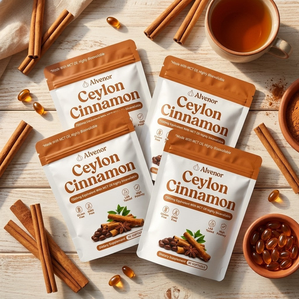 Bolsas de Alvenor Canela Ceylon sobre la mesa